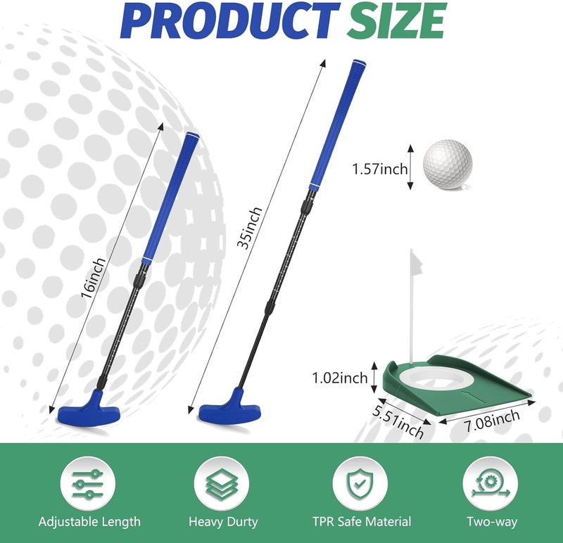 Lievermo Golf Putter, 2 Pack Golf Putters for Men & Women Two-Way Mini Putter Right or Left Handed Golfers Adjustable Training Club Golf Set with 2 Balls & 2 Flag Cups for Kids,Teenagers, Adults, Blue & Red - Image 2